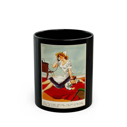 Cuties Hand Colored Daily Comic Strip, 1952 (1) - Black Coffee Mug 11oz - Go Mug Yourself