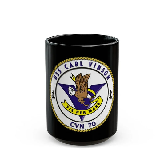 CVN 70 USS Carl Vinson 1982 (U.S. Navy) Black Coffee Mug-15oz-Go Mug Yourself