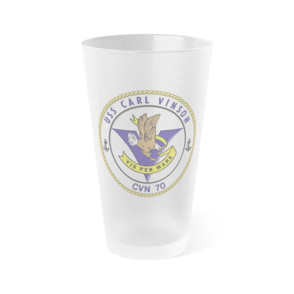 CVN 70 USS Carl Vinson 1982 (U.S. Navy) Frosted Pint Glass 16oz-Go Mug Yourself