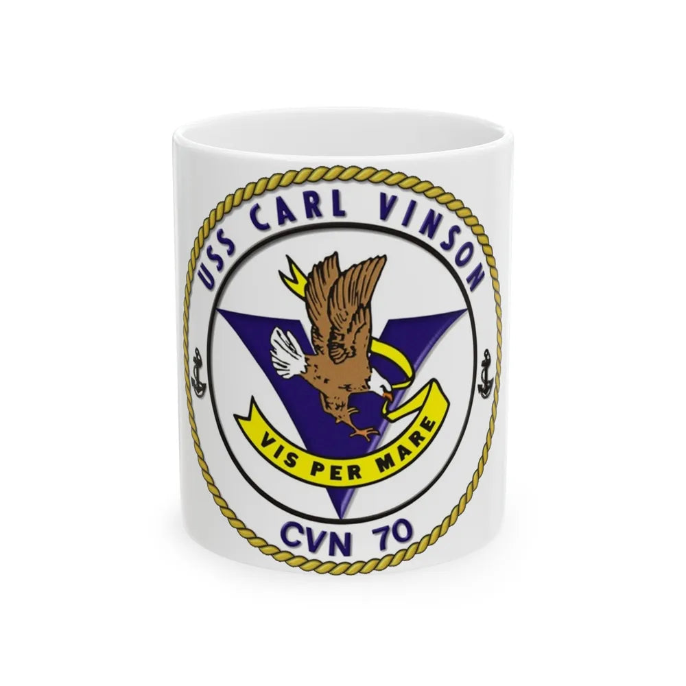 CVN 70 USS Carl Vinson 1982 (U.S. Navy) White Coffee Mug-11oz-Go Mug Yourself