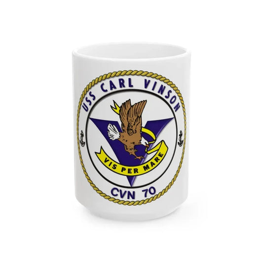 CVN 70 USS Carl Vinson 1982 (U.S. Navy) White Coffee Mug 15oz - Go Mug Yourself