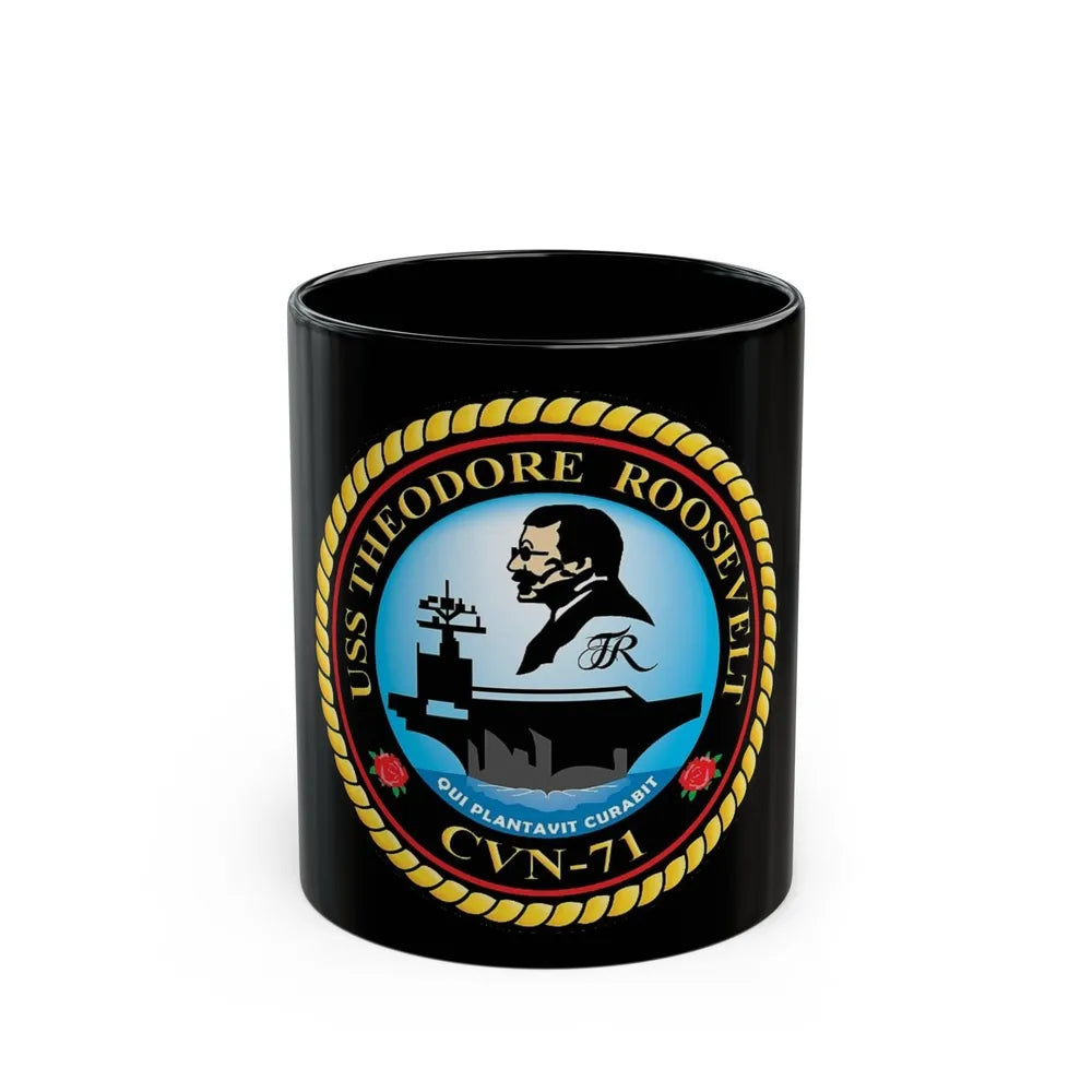 CVN 71 USS Theodore Roosevelt 1986 (U.S. Navy) Black Coffee Mug-11oz-Go Mug Yourself