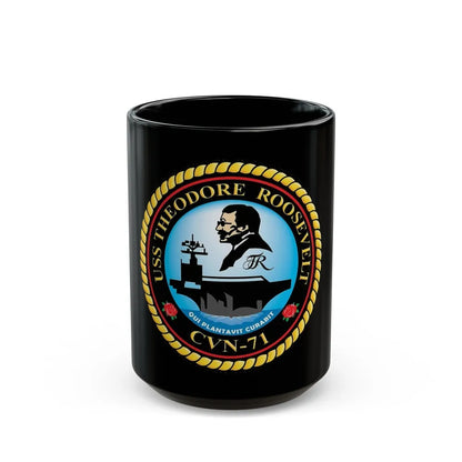 CVN 71 USS Theodore Roosevelt 1986 (U.S. Navy) Black Coffee Mug-15oz-Go Mug Yourself