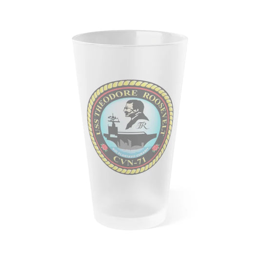 CVN 71 USS Theodore Roosevelt 1986 (U.S. Navy) Frosted Pint Glass 16oz-Go Mug Yourself