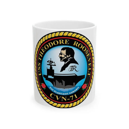 CVN 71 USS Theodore Roosevelt 1986 (U.S. Navy) White Coffee Mug-11oz-Go Mug Yourself