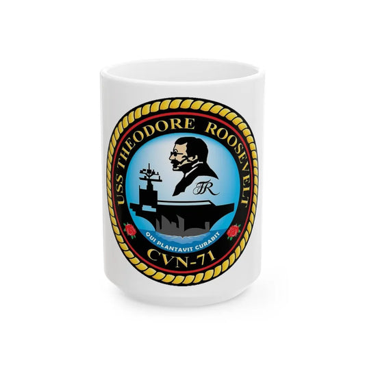 CVN 71 USS Theodore Roosevelt 1986 (U.S. Navy) White Coffee Mug-15oz-Go Mug Yourself