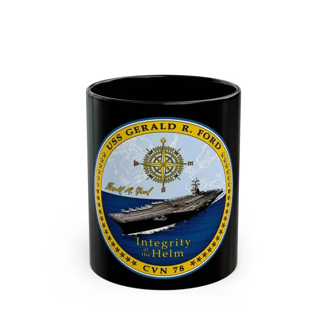 CVN 78 USS Gerald R Ford 2017 (U.S. Navy) Black Coffee Mug 11oz - Go Mug Yourself