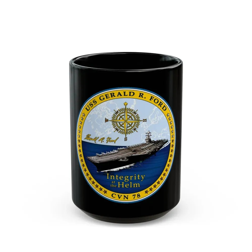 CVN 78 USS Gerald R Ford 2017 (U.S. Navy) Black Coffee Mug 15oz - Go Mug Yourself