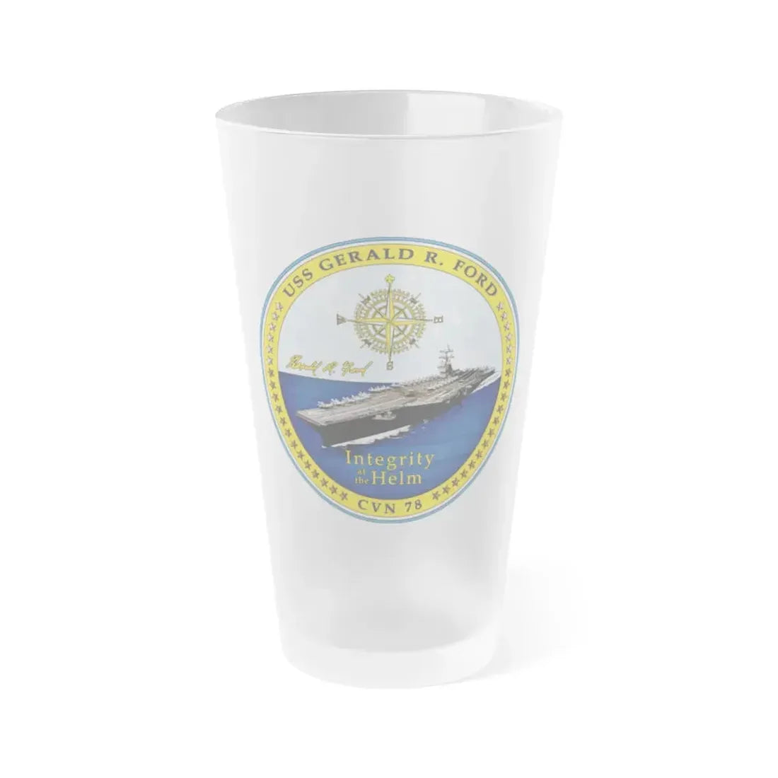 CVN 78 USS Gerald R Ford 2017 (U.S. Navy) Frosted Pint Glass 16oz Default Title - Go Mug Yourself