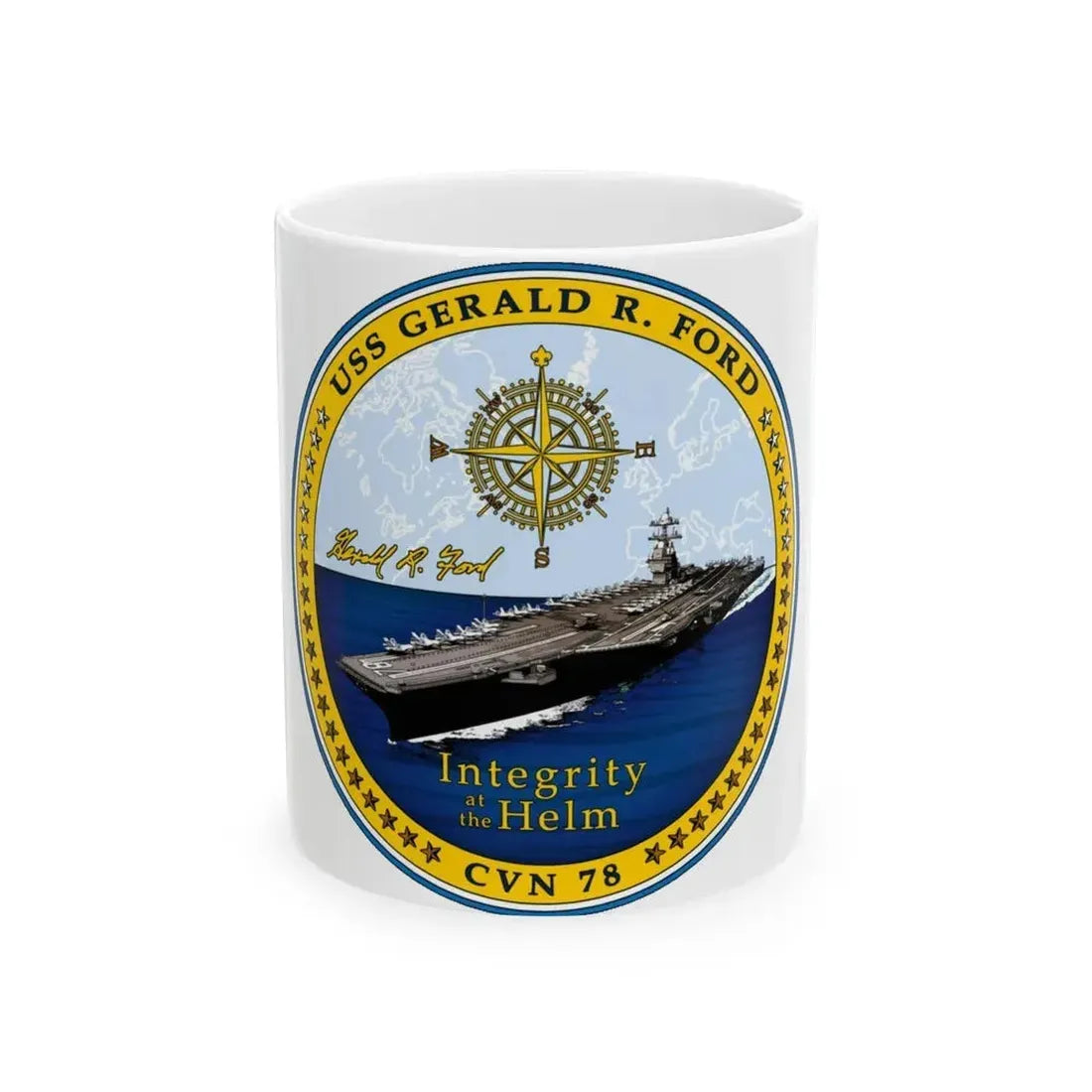 CVN 78 USS Gerald R Ford 2017 (U.S. Navy) White Coffee Mug 11oz - Go Mug Yourself