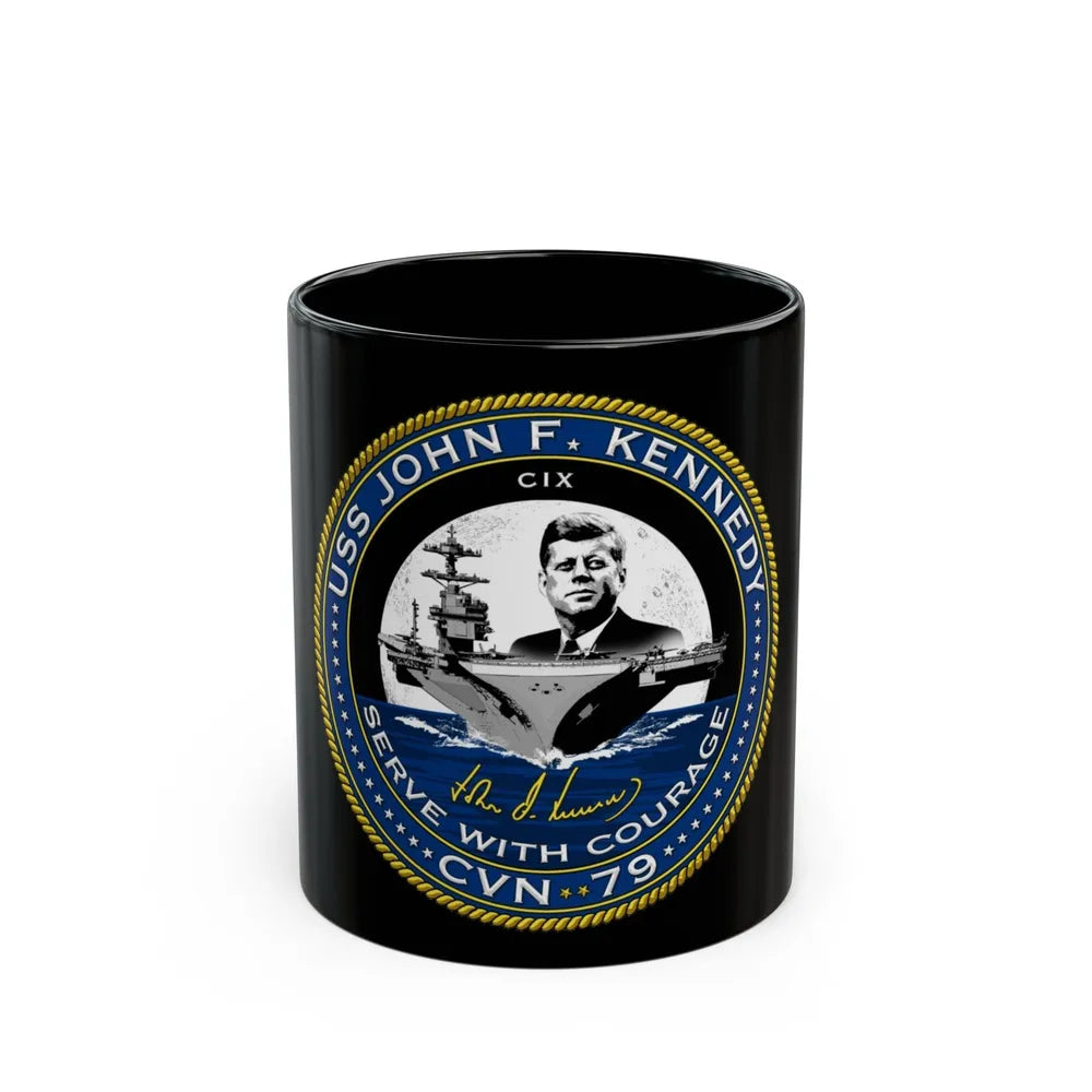 CVN 79 USS John F Kennedy (U.S. Navy) Black Coffee Mug-11oz-Go Mug Yourself