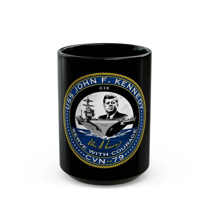 CVN 79 USS John F Kennedy (U.S. Navy) Black Coffee Mug-15oz-Go Mug Yourself