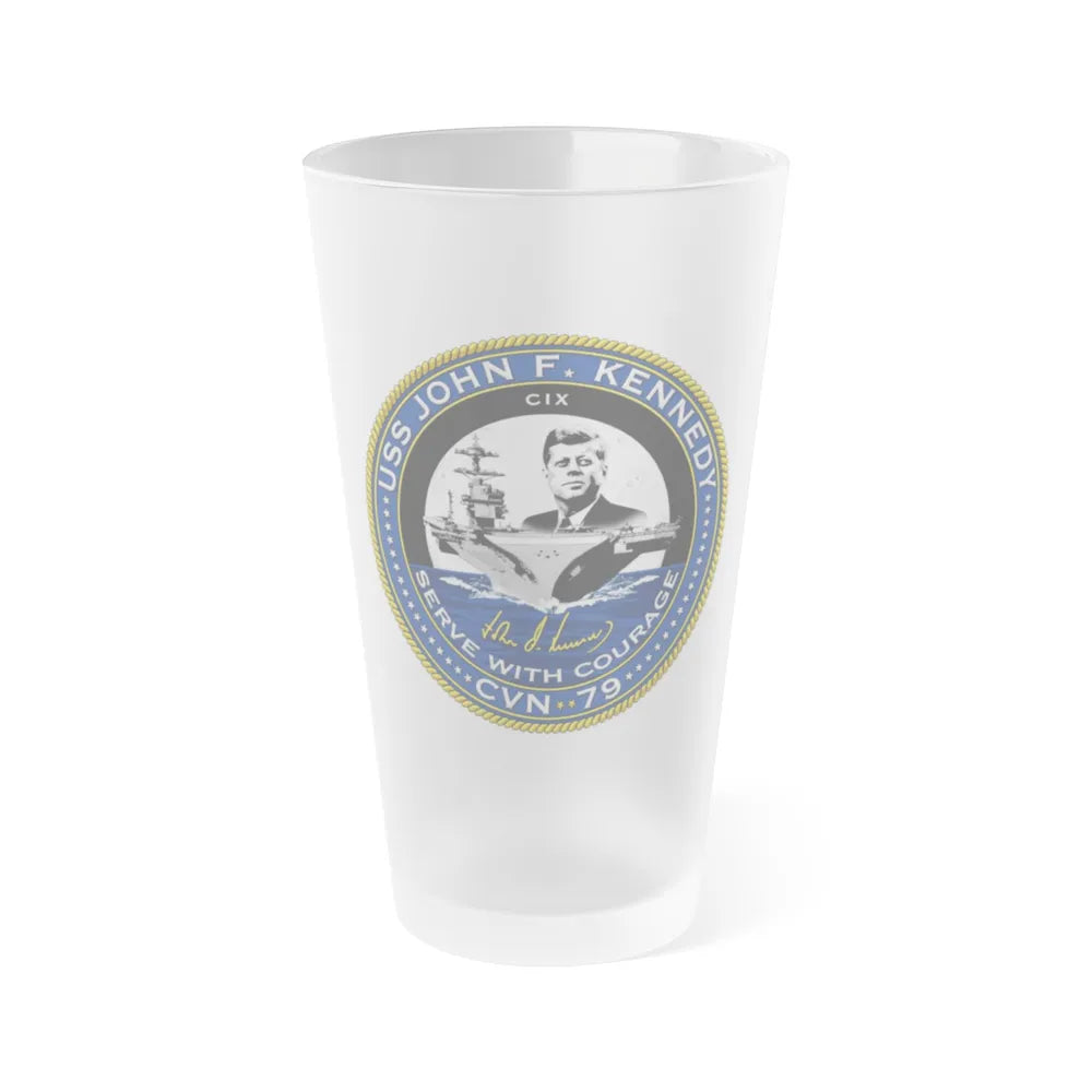 CVN 79 USS John F Kennedy (U.S. Navy) Frosted Pint Glass 16oz-Go Mug Yourself