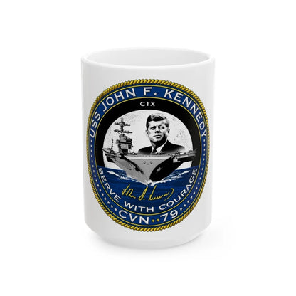 CVN 79 USS John F Kennedy (U.S. Navy) White Coffee Mug-15oz-Go Mug Yourself