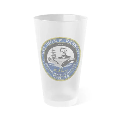 CVN 79 USS John F Kennedy (U.S. Navy) Frosted Pint Glass 16oz Default Title - Go Mug Yourself