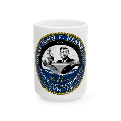 CVN 79 USS John F Kennedy (U.S. Navy) White Coffee Mug 15oz - Go Mug Yourself