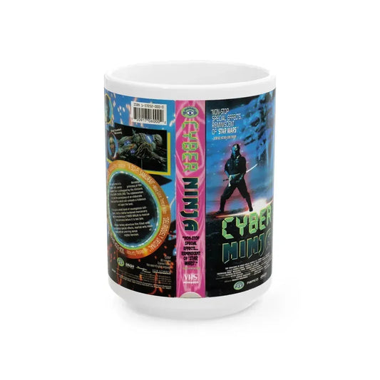 CYBER NINJA (VHS COVER) - White Coffee Mug 15oz - Go Mug Yourself