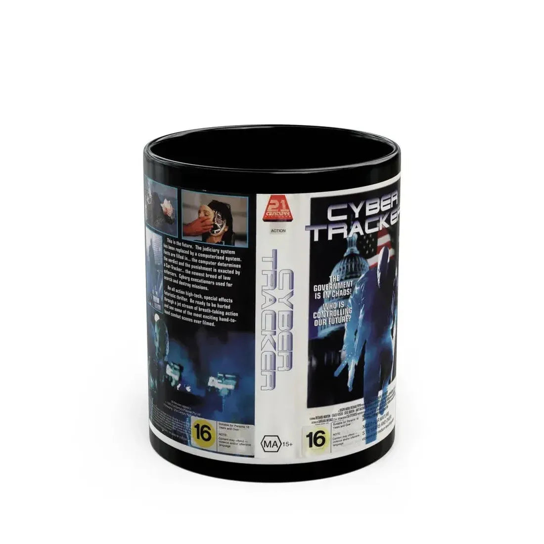 CYBER TRACKER (VHS COVER) - Black Coffee Mug 11oz - Go Mug Yourself