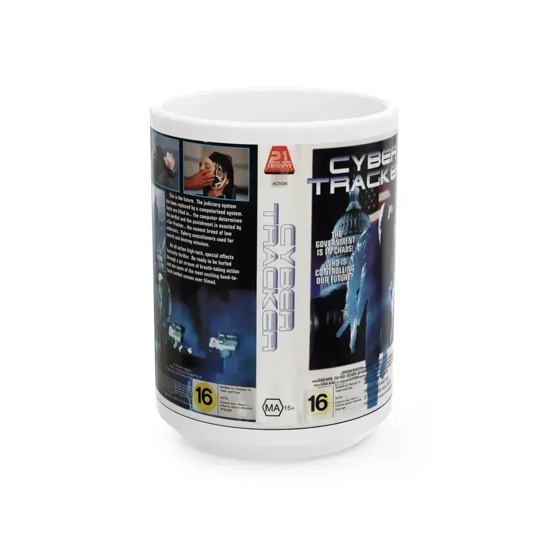 CYBER TRACKER (VHS COVER) - White Coffee Mug 15oz - Go Mug Yourself