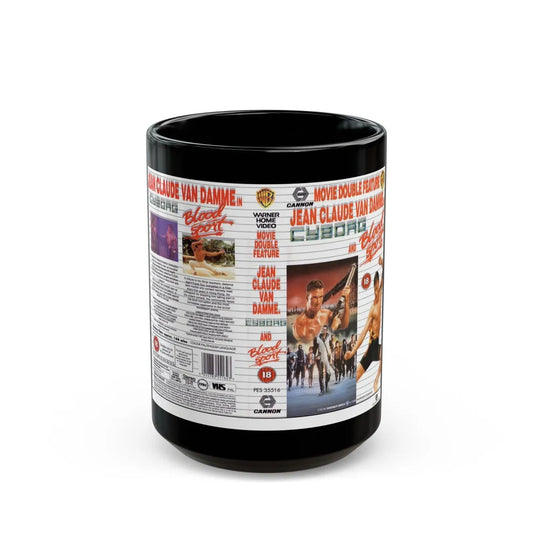 CYBORG AND BLOODSPORT DOUBLE FEATURE (VHS COVER) - Black Coffee Mug-15oz-Go Mug Yourself