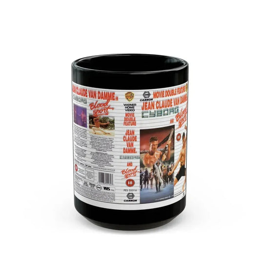 CYBORG AND BLOODSPORT DOUBLE FEATURE (VHS COVER) - Black Coffee Mug 15oz - Go Mug Yourself