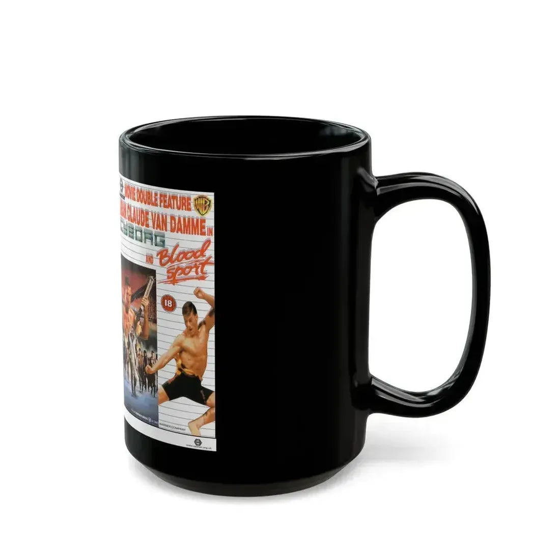CYBORG AND BLOODSPORT DOUBLE FEATURE (VHS COVER) - Black Coffee Mug - Go Mug Yourself