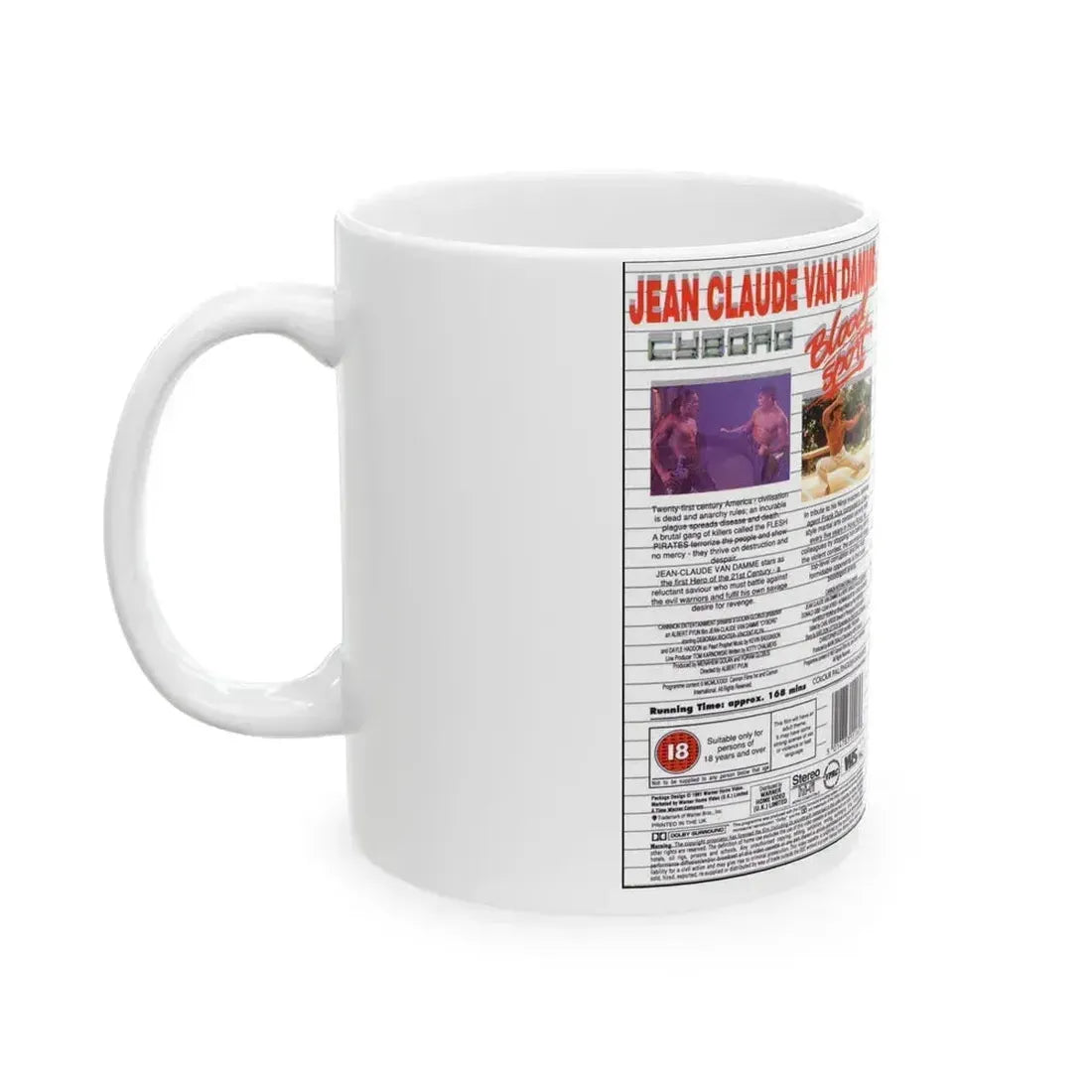 CYBORG AND BLOODSPORT DOUBLE FEATURE (VHS COVER) - White Coffee Mug - Go Mug Yourself