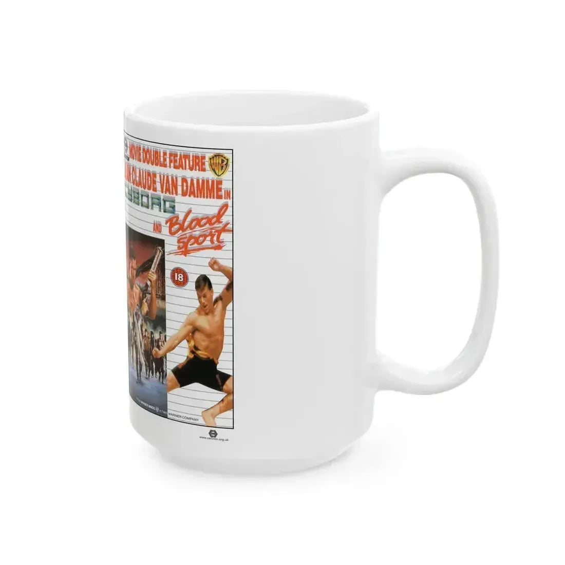 CYBORG AND BLOODSPORT DOUBLE FEATURE (VHS COVER) - White Coffee Mug - Go Mug Yourself