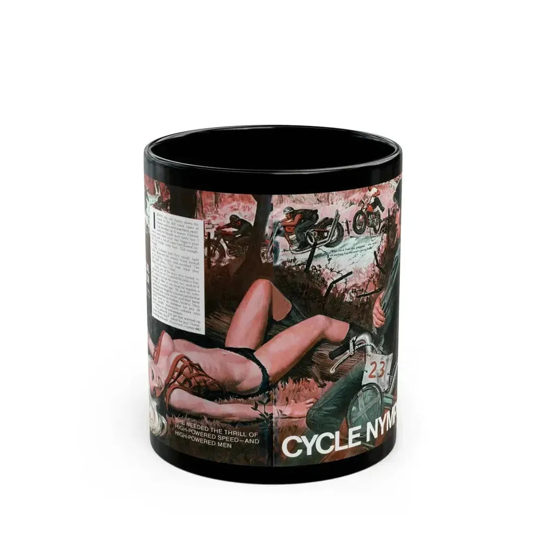 Cycle Nymph, Male magazine, October 1971 - Black Coffee Mug 11oz - Go Mug Yourself