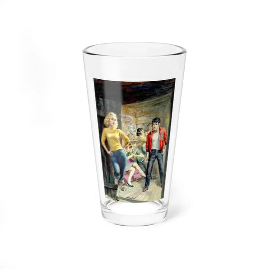 D for Delinquent, paperback book cover, 1958 - Pint Glass 16oz 16oz - Go Mug Yourself