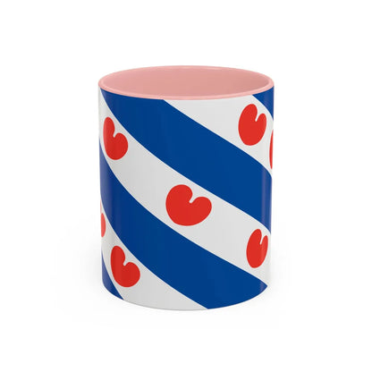 Flag of Friesland Netherlands - Accent Coffee Mug-11oz-Pink-Go Mug Yourself