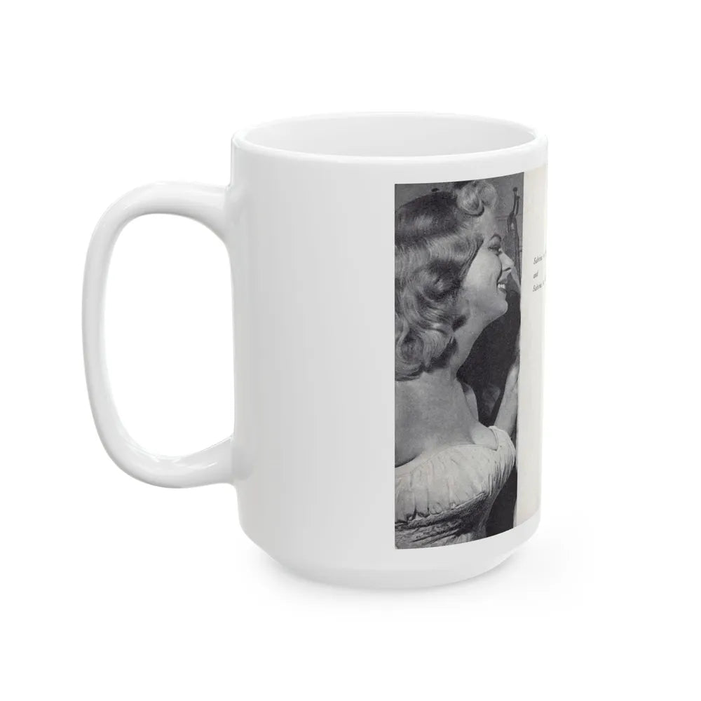 Norma Sykes #165 - 66 PHOTOGRAPHS OF Sabrina U.K. Pocket Mag. Pages 60 & 61 (Vintage Female Icon) White Coffee Mug-Go Mug Yourself