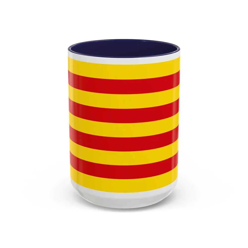 The Senyera the Flag of Catalonia Spain - Accent Coffee Mug-15oz-Navy-Go Mug Yourself