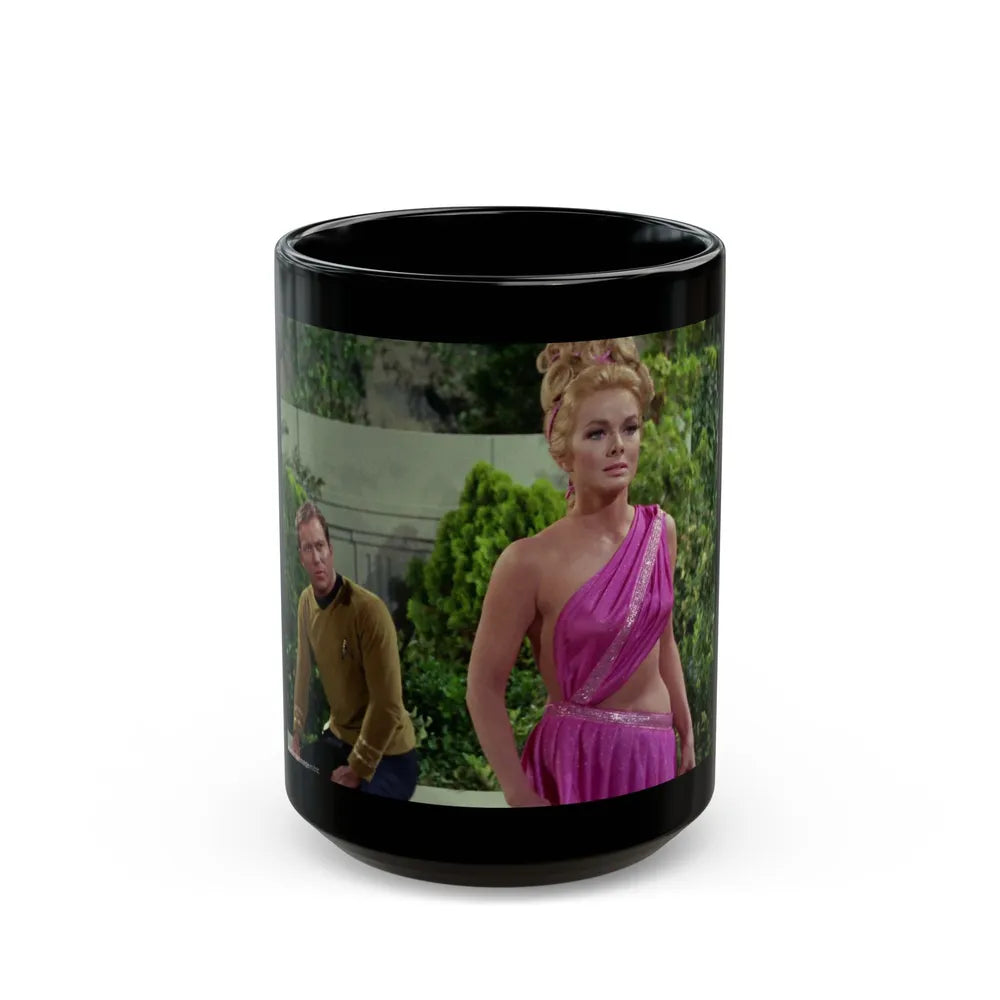 Leslie Parrish #104 (Vintage Female Icon) Black Coffee Mug-15oz-Go Mug Yourself