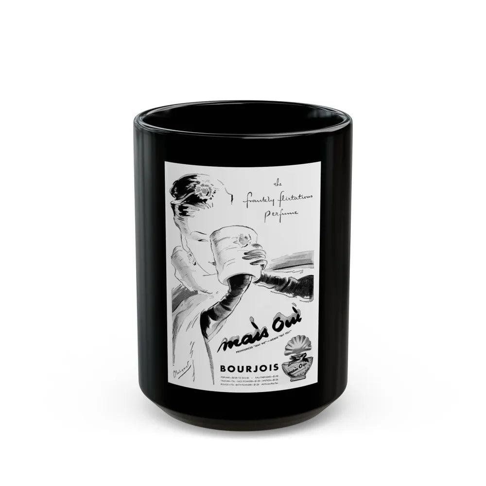 Bourjois Mais Oui advertisement, 1946 - Black Coffee Mug-15oz-Go Mug Yourself