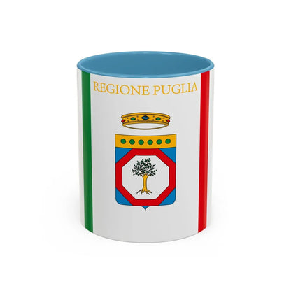 Flag of Apulia Italy - Accent Coffee Mug-11oz-Light Blue-Go Mug Yourself