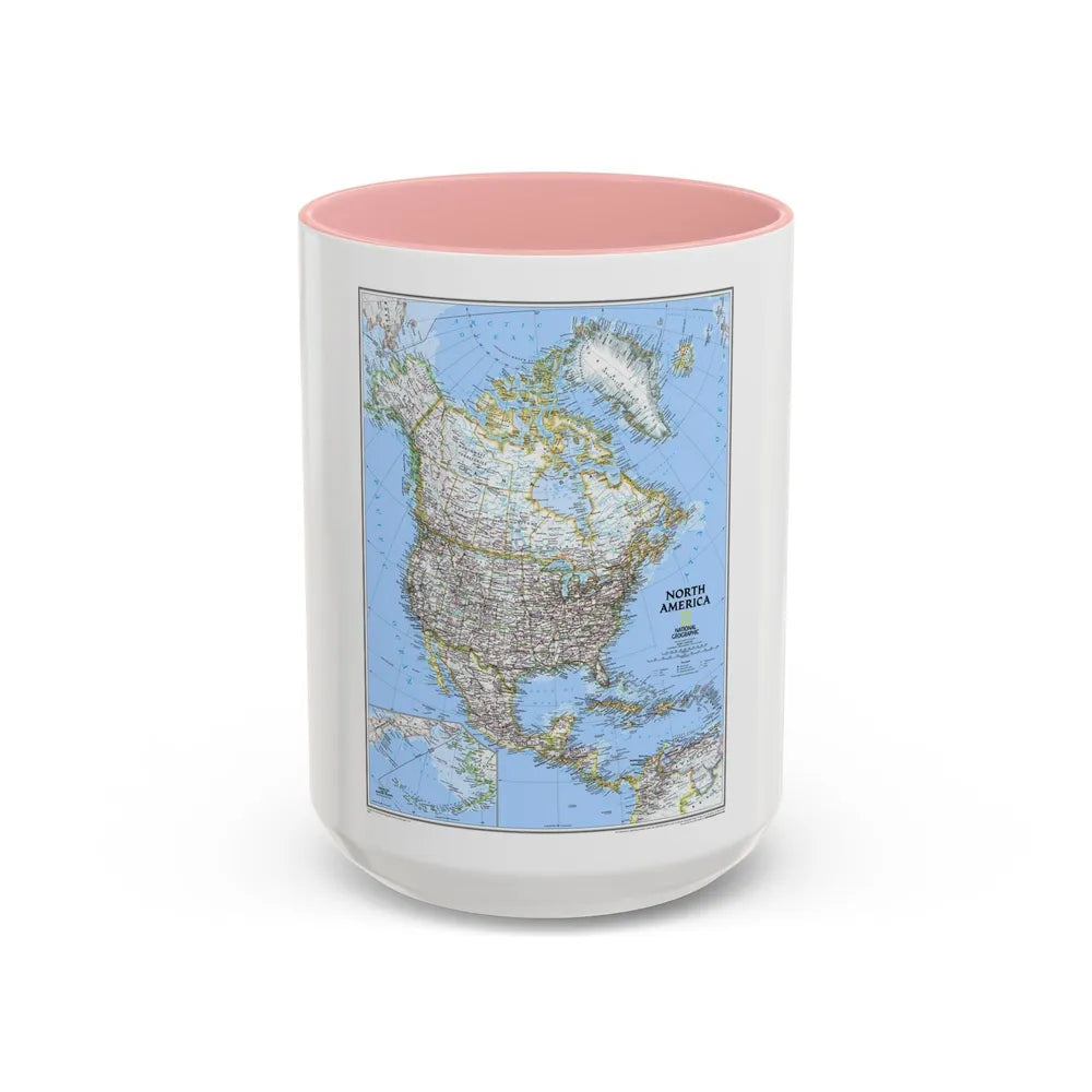 North America (2005) (Map) Accent Coffee Mug-15oz-Pink-Go Mug Yourself