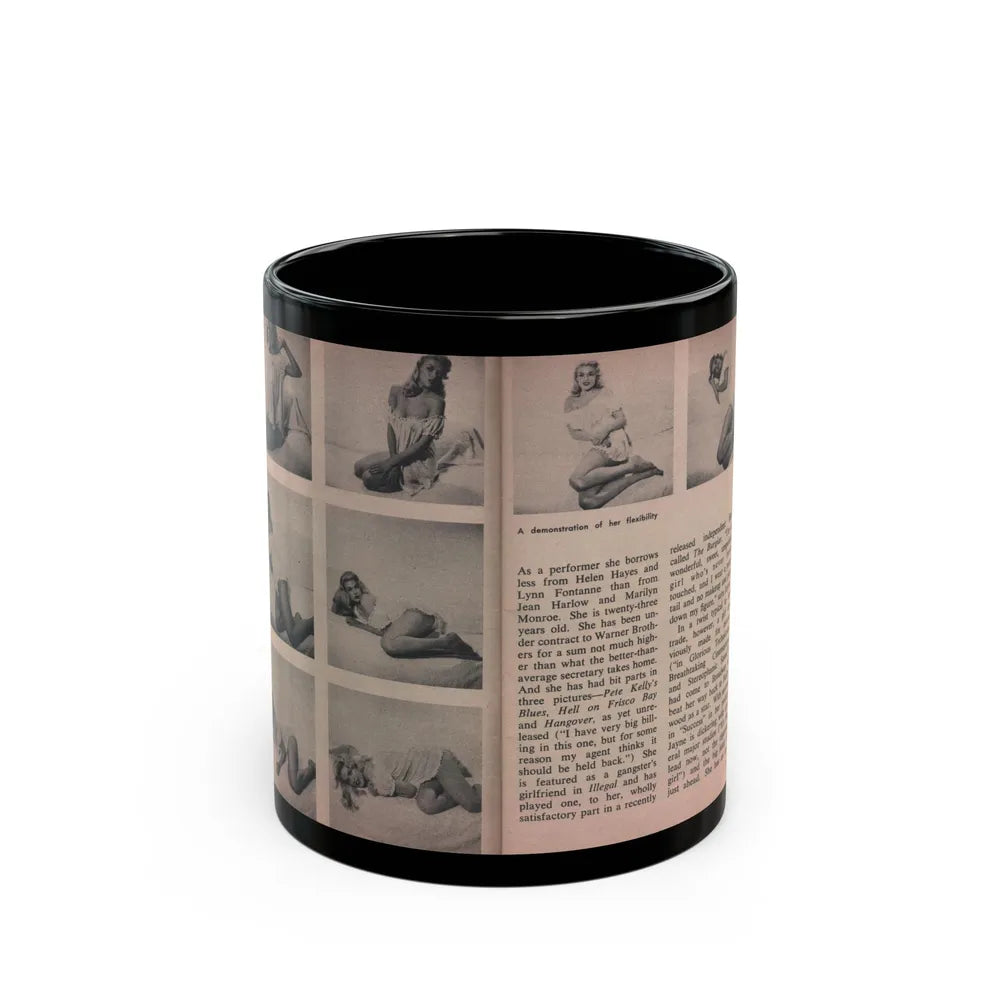 Jayne Mansfield #285 - JAYNE Pocket Magazine Pages 14 & 15 (Vintage Female Icon) Black Coffee Mug-11oz-Go Mug Yourself