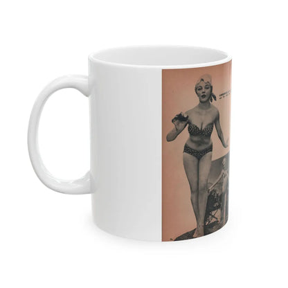 Sheree North #198 - Pages 5 & 6 of 6 with, 4 B&W Photos & Captions from EYE Digest Mag. Oct. 53 (Vintage Female Icon) White Coffee Mug-Go Mug Yourself