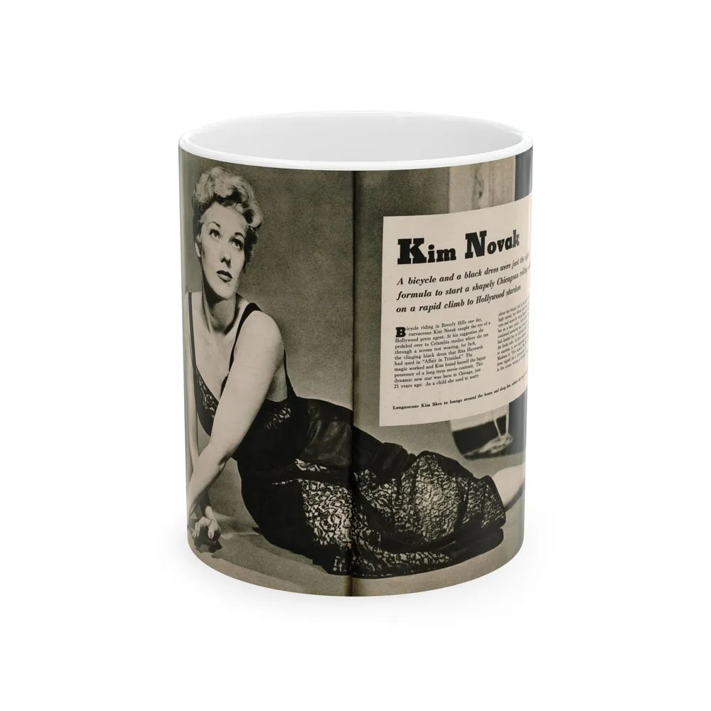 Kim Novak #383 - Fabulous Females Mag. Issue #1 '55 - 1 B&W Centerfold (Vintage Female Icon) White Coffee Mug-11oz-Go Mug Yourself