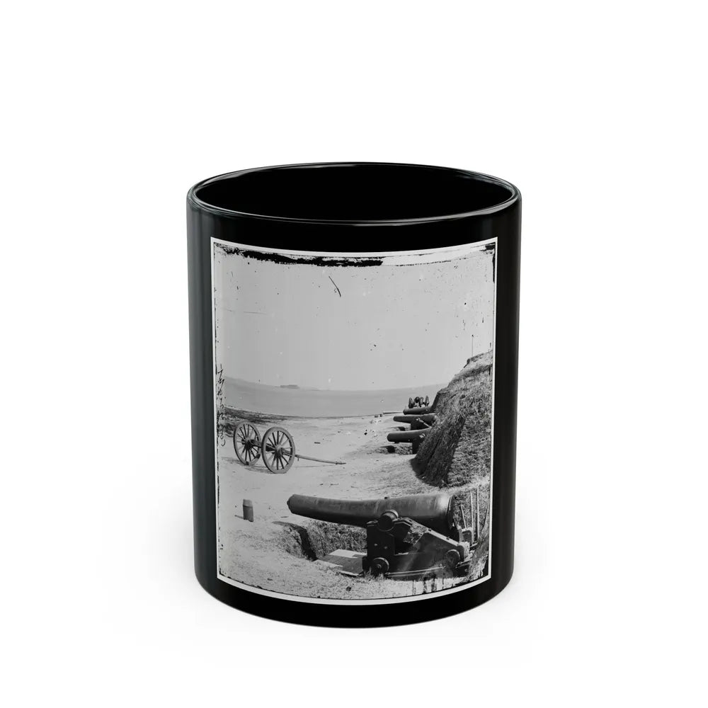 Charleston, S.C. Battery Of Confederate Fort Johnson; Fort Sumter In Distance (U.S. Civil War) Black Coffee Mug-11oz-Go Mug Yourself