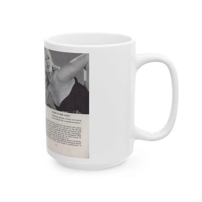 Norma Sykes #142 - 66 PHOTOGRAPHS OF Sabrina U.K. Pocket Mag. Pages 14 & 15 (Vintage Female Icon) White Coffee Mug-Go Mug Yourself