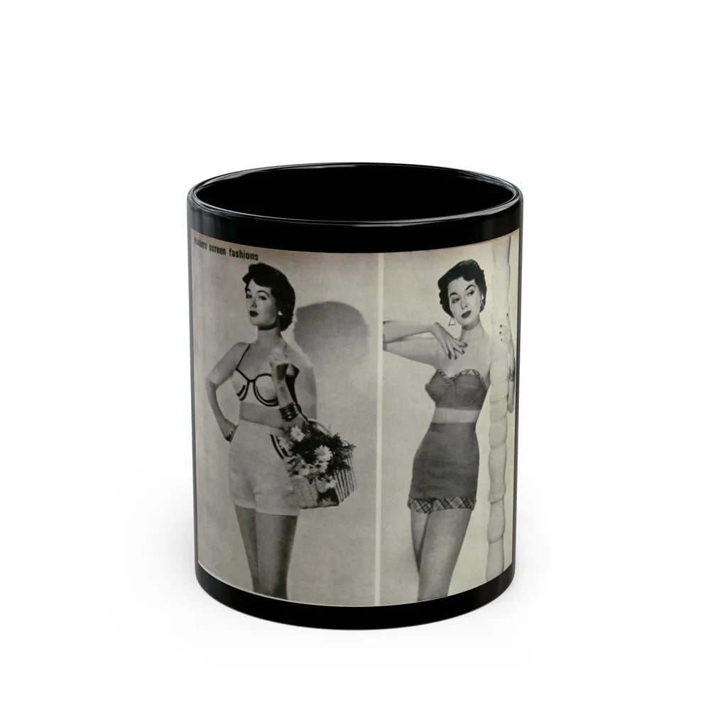 Barbara Rush #05 - 2 B&W Photos & Short Article from Modern Screen Mag. July '55 (Vintage Female Icon) Black Coffee Mug-11oz-Go Mug Yourself