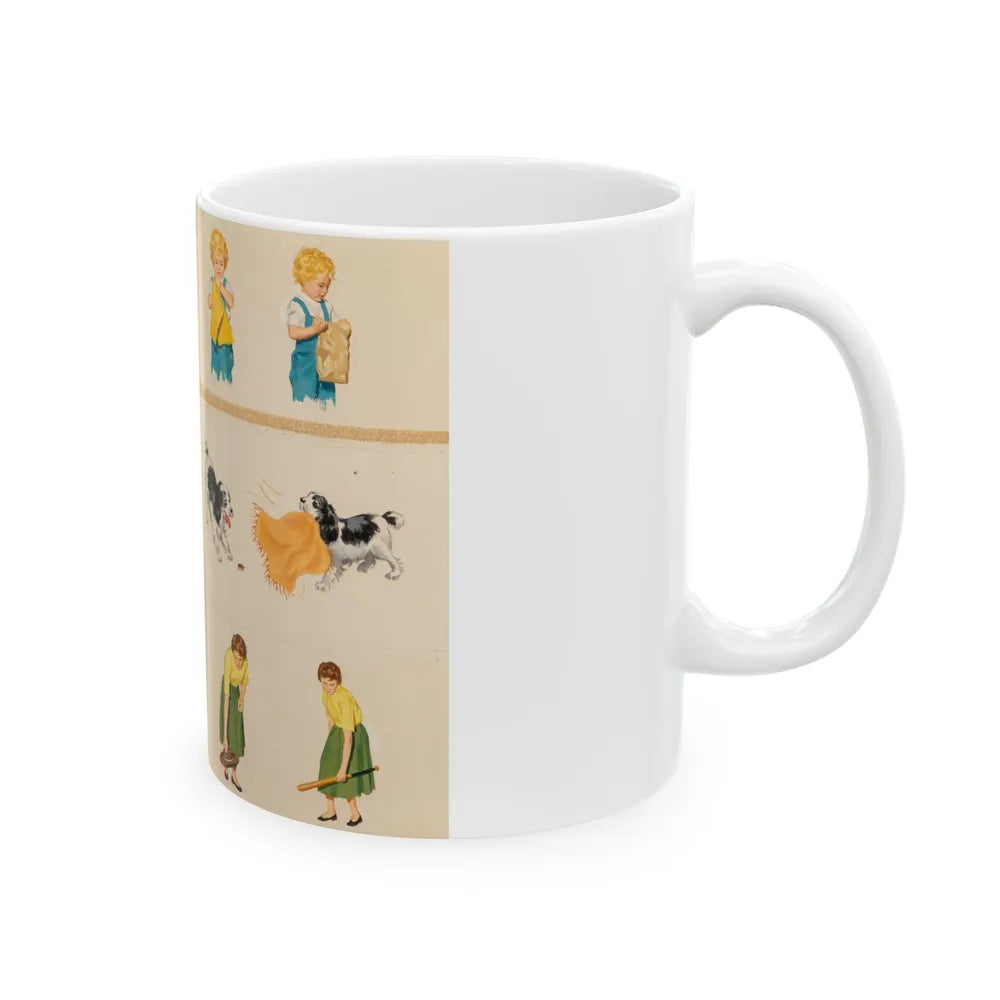 Fun at Home, Dick and Jane illustration - White Coffee Mug-Go Mug Yourself