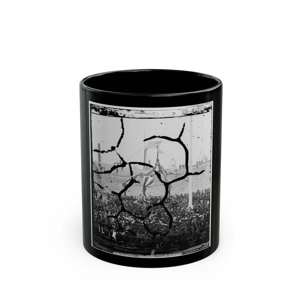 Charleston Harbor, South Carolina. Interior View Of Fort Sumter During Ceremony Of Raising Flag (U.S. Civil War) Black Coffee Mug-11oz-Go Mug Yourself