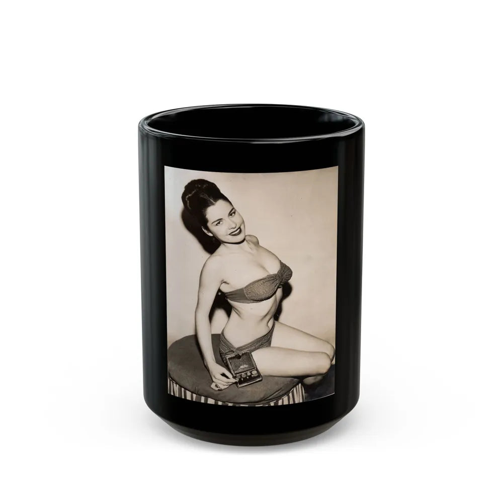 Jeanne Carmen #110 (Vintage Female Icon) Black Coffee Mug-15oz-Go Mug Yourself