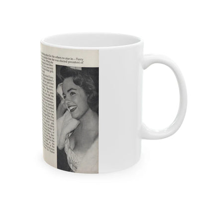 Terry Moore #442 - 66 PHOTOGRAPHS OF Terry MOORE U.K. Pocket Mag. Pages 14 & 15 (Vintage Female Icon) White Coffee Mug-Go Mug Yourself