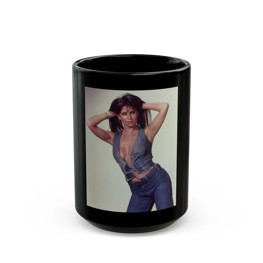 Caroline Munro #155 (Vintage Female Icon) Black Coffee Mug-15oz-Go Mug Yourself