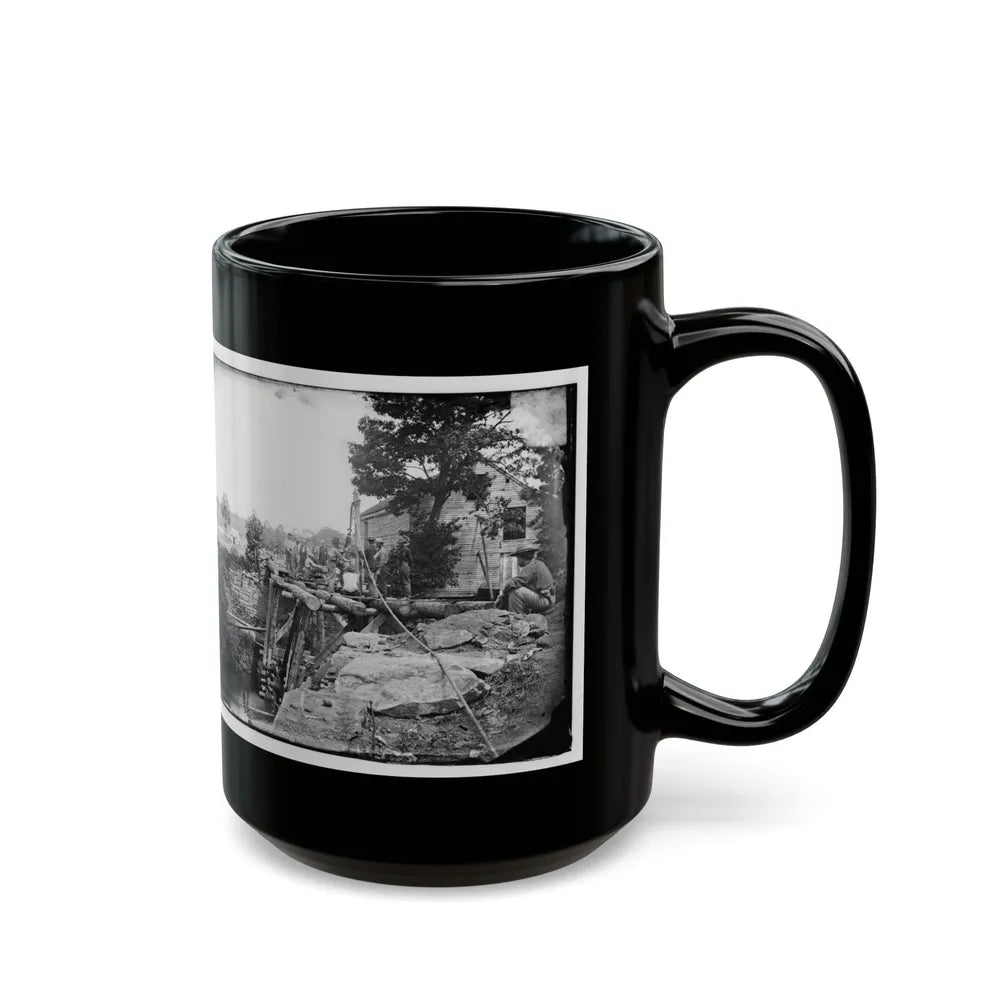 Fauquier Sulphur Springs, Va., Vicinity. Troops Building Bridges Across The North Fork Of The Rappahannock (U.S. Civil War) Black Coffee Mug-Go Mug Yourself