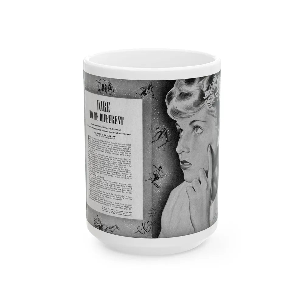 Dare To Be Different, Calling All Girls, January 1946 - White Coffee Mug-15oz-Go Mug Yourself